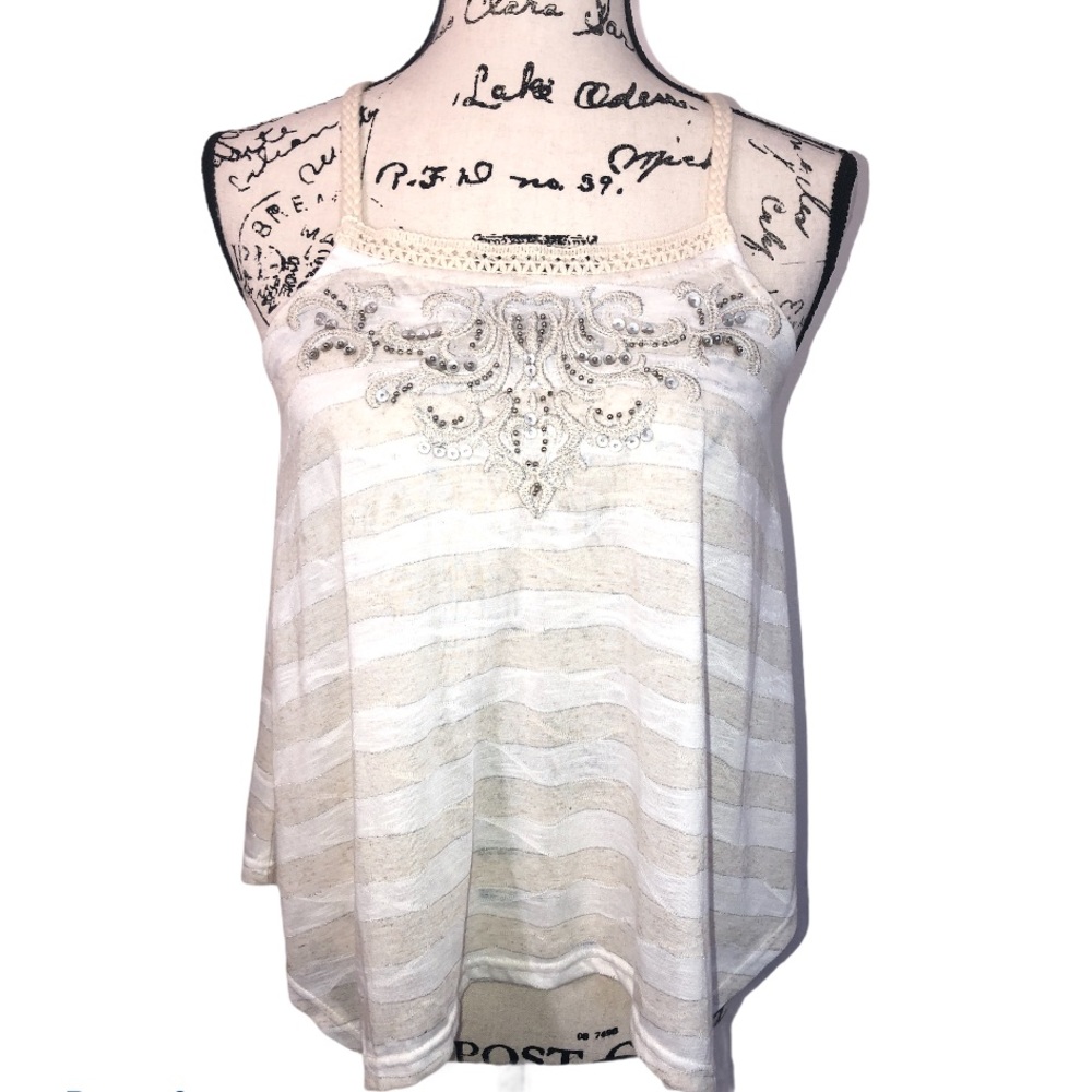 Miss Me White Embellished tank blouse